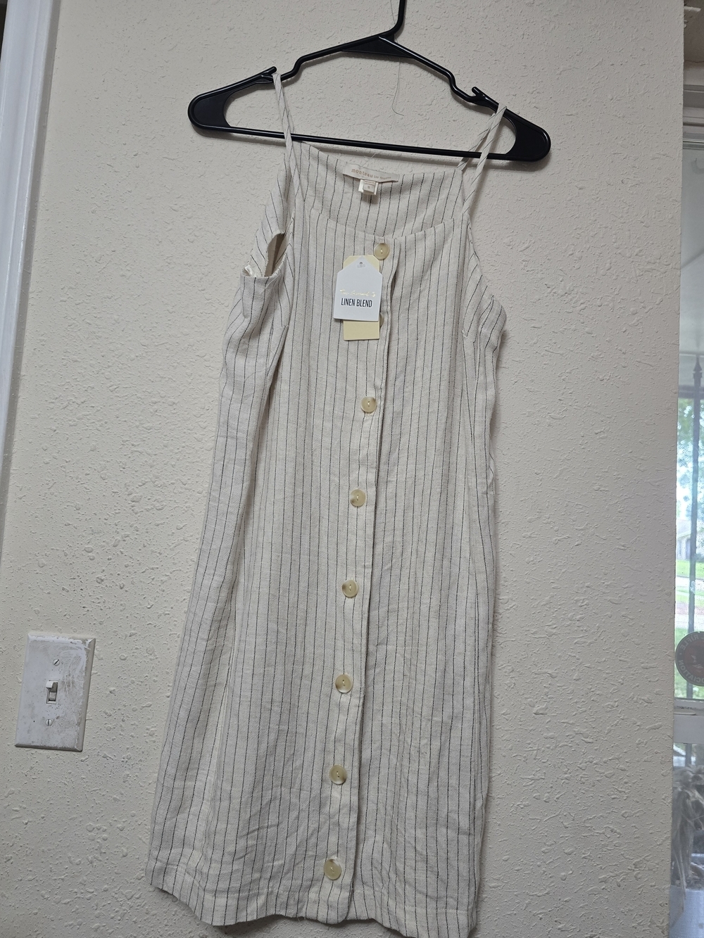 Monteau Cream Striped Button-Front Mini Dress
